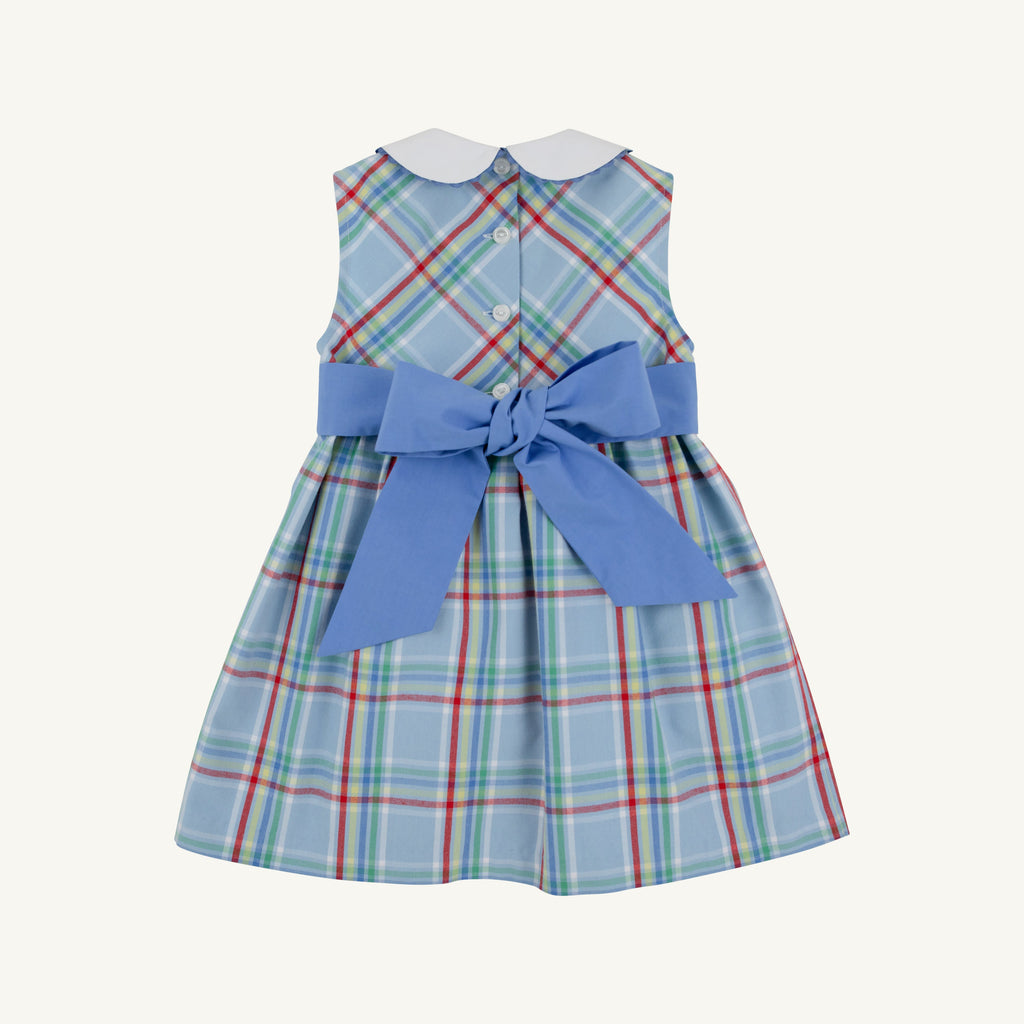 Kensington Court Plaid/Barbados Blue Sleeveless Cindy Lou Sash Dress